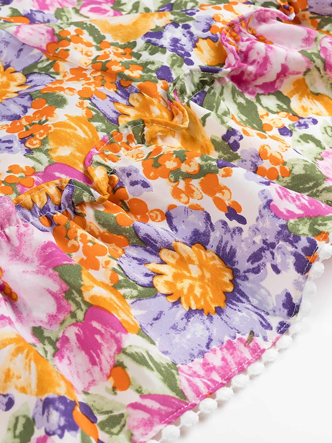 Floral Print Ruffled Hem Dress - Velora