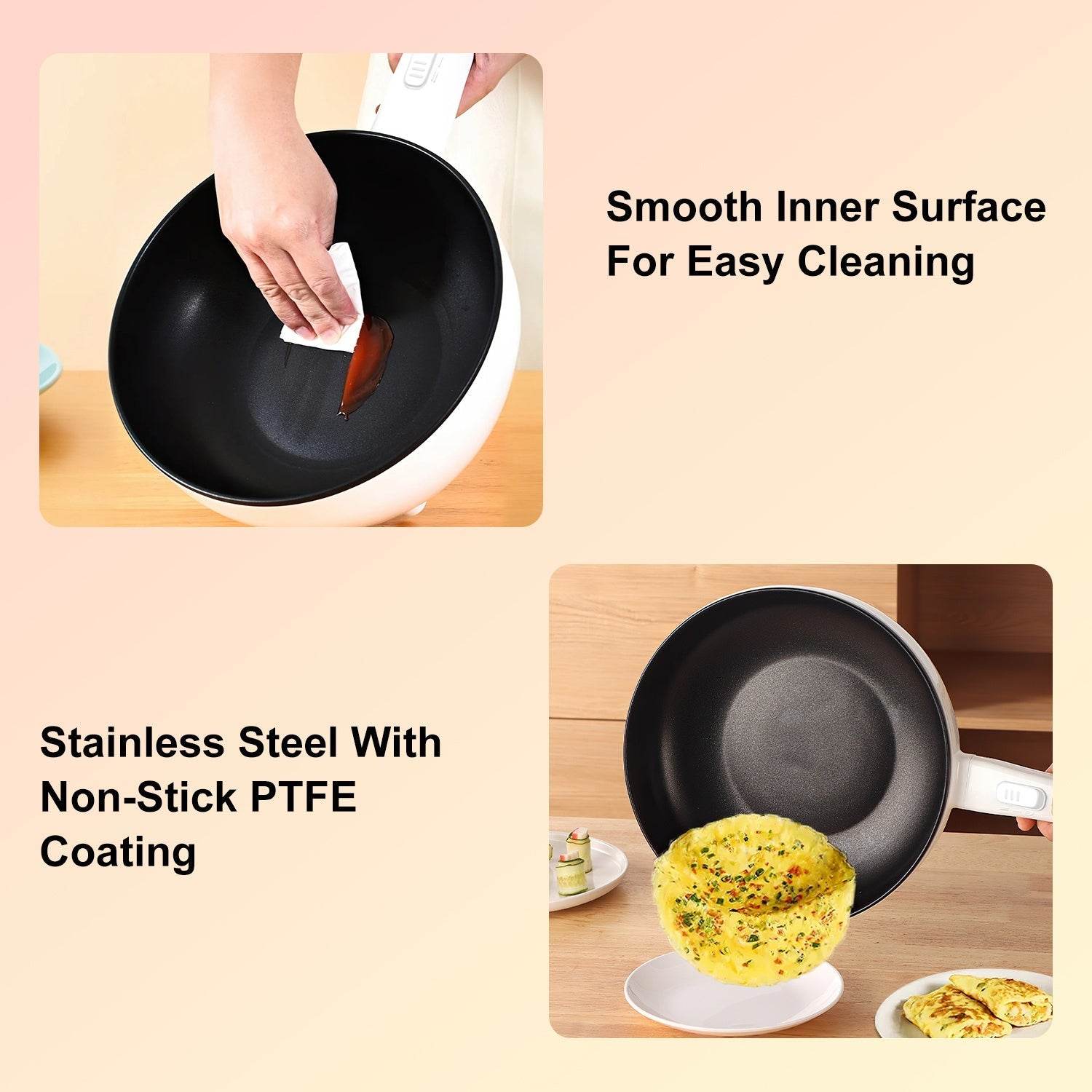 Electric Hot Pot Non-Stick Frying Pan Portable Rapid Noodles Cooker Electric Skillet - Velora