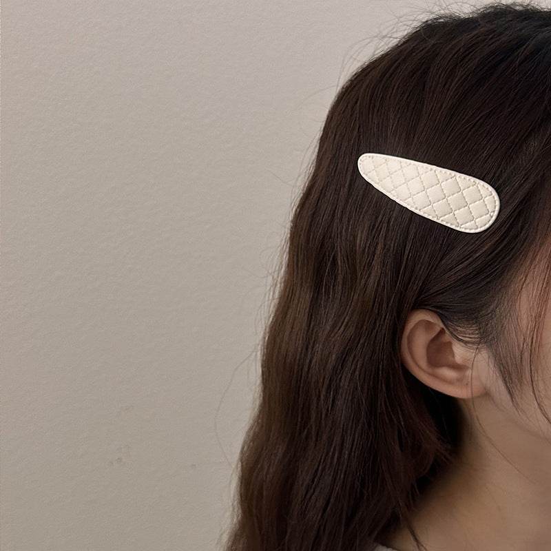 Classic Korean Style Simple All-match Diamond Plaid Fabric Edge Bang Hairpin Hair Accessories A Pair Of Hairclips Broken - Velora