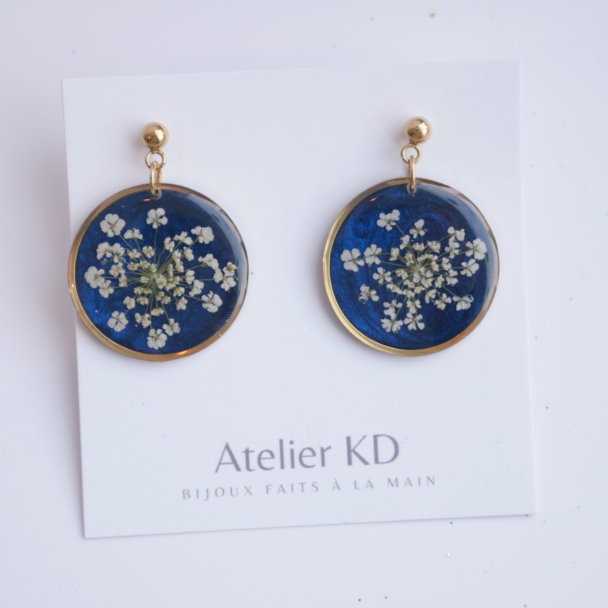 Boucles d'oreilles Céleste - fleurs de carottes- rond 25mm - Velora