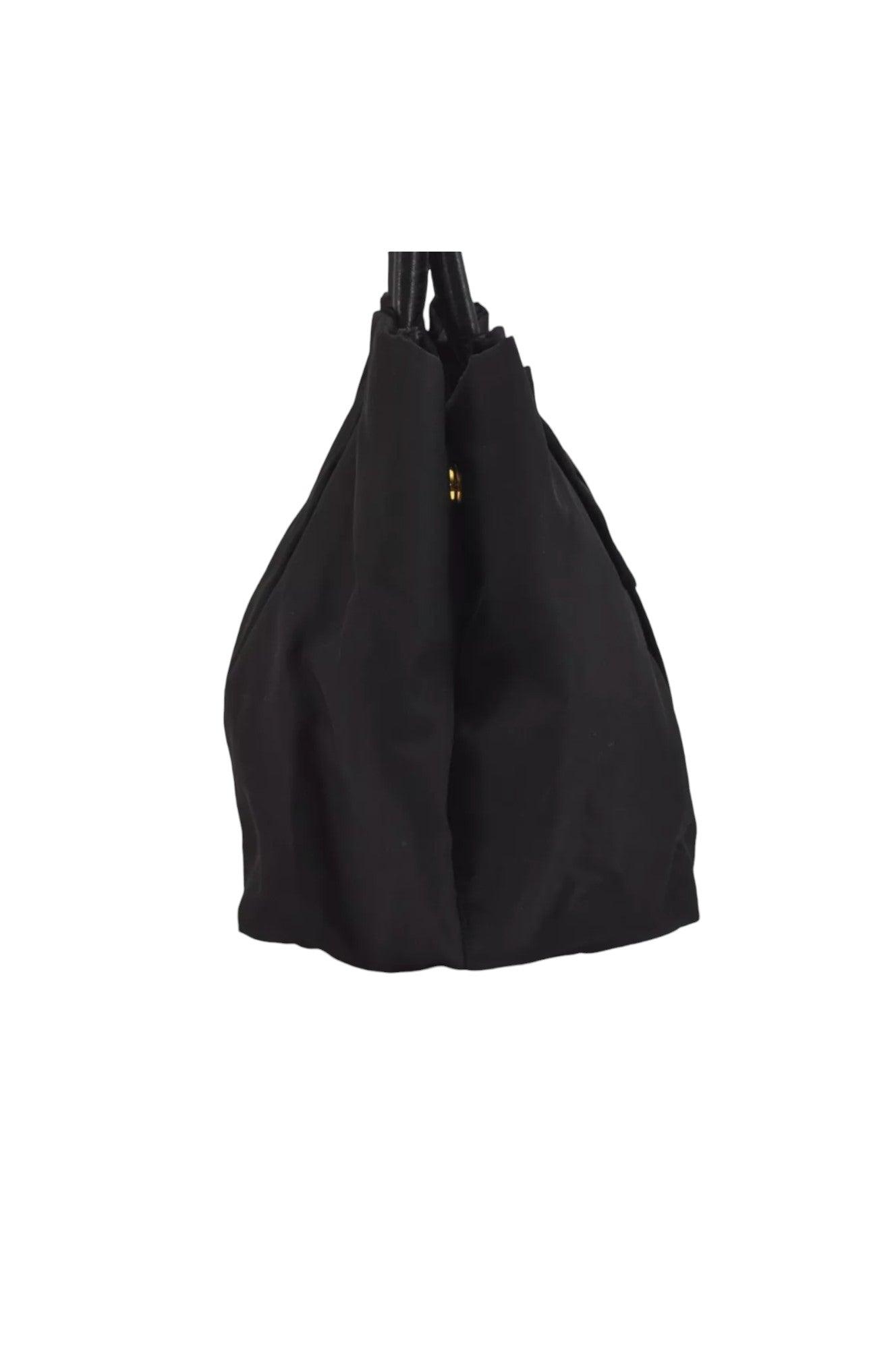 PRADA Tessuto Fiocco Ribbon Nylon Leather Hand Tote Bag Black 7620K - Velora