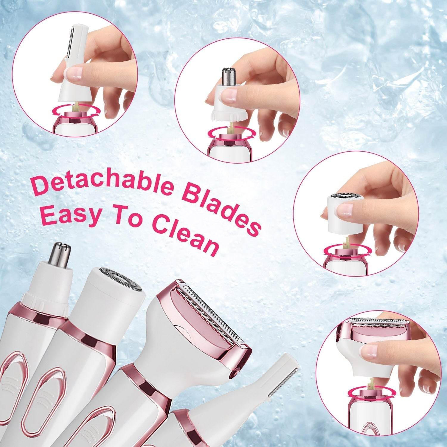 4 in 1 Painless Women Electric Hair Shaver trimmer for women - Velora