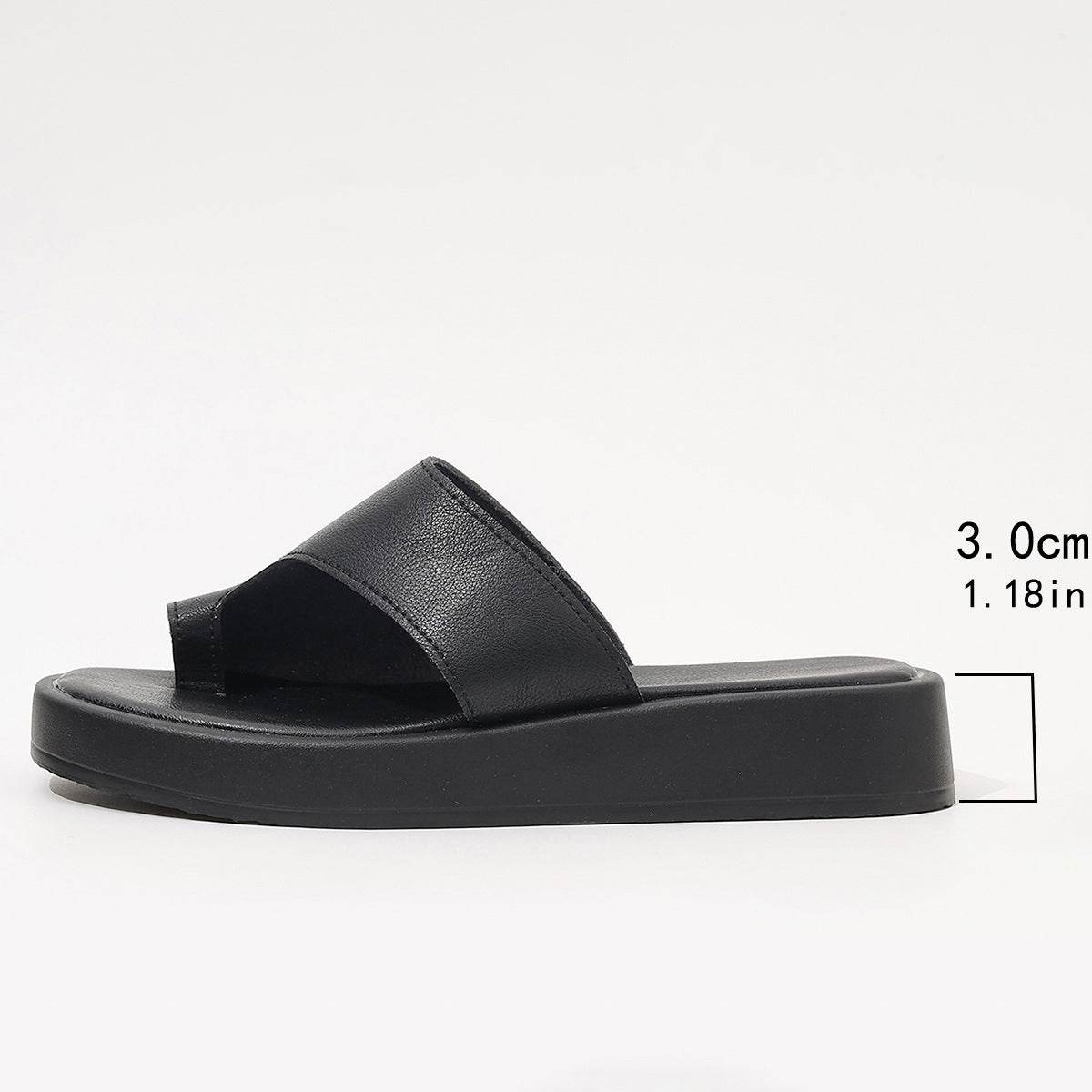 Thick-soled Clip Toe Flat Slippers Outdoor Summer Casual Solid Color Slides Shoes For Women - Velora