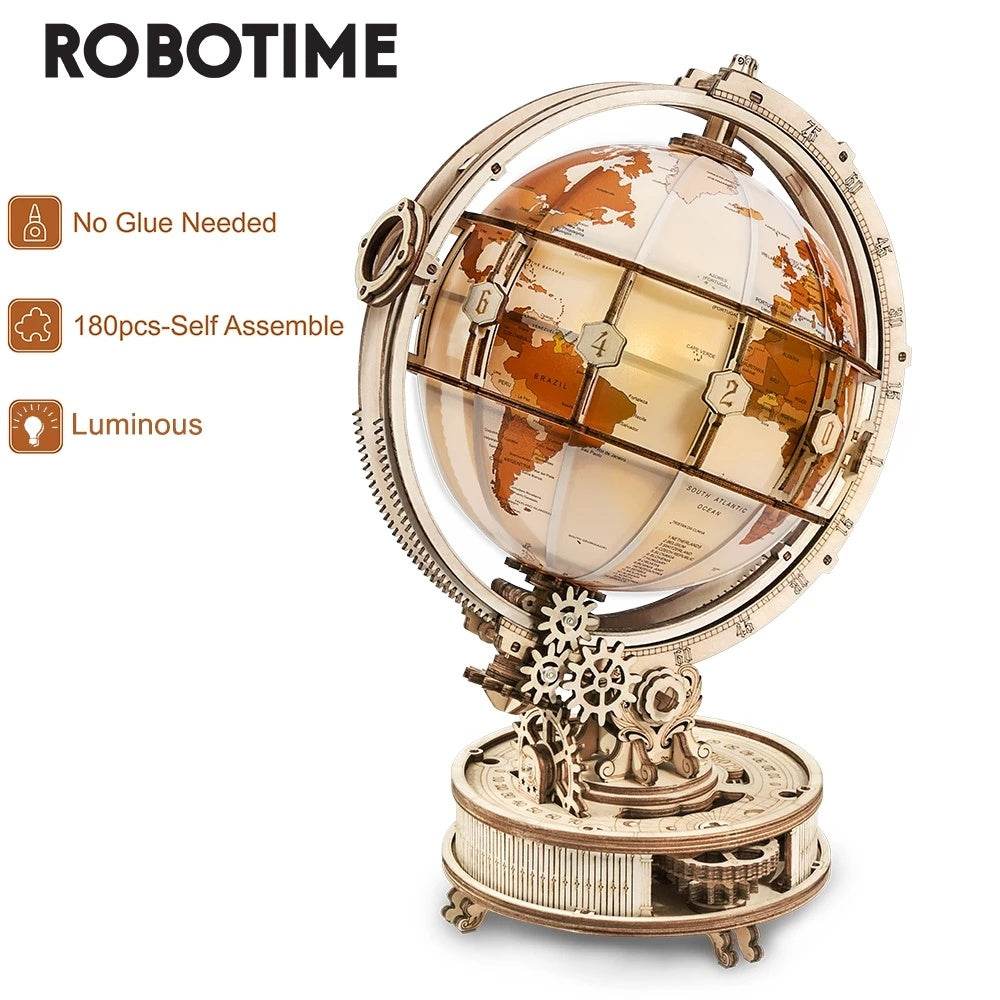 Robotime ROKR Luminous Globe 3D Wooden Puzzle Games Assemble Model Buliding Kits Toys Gift - Velora