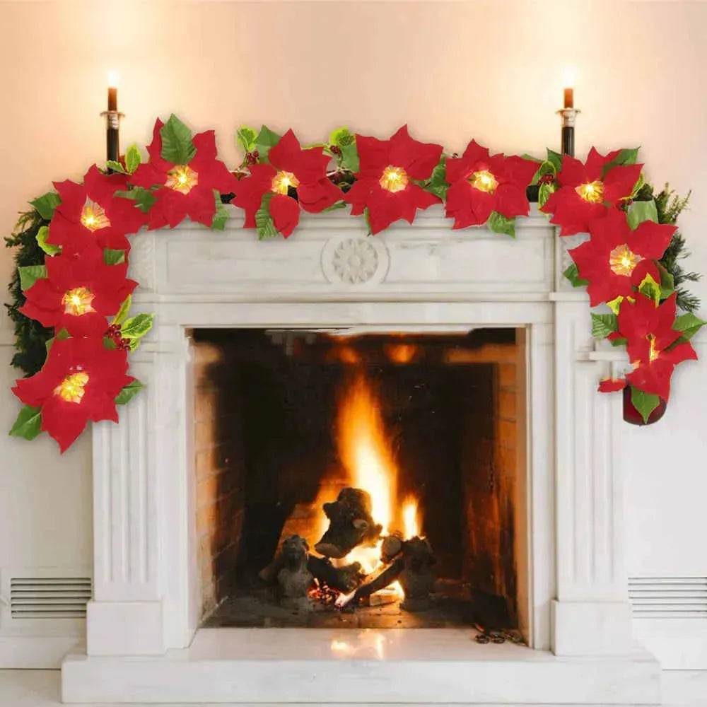 Door Frame Escalator Decoration Red Flower String Lights - Velora