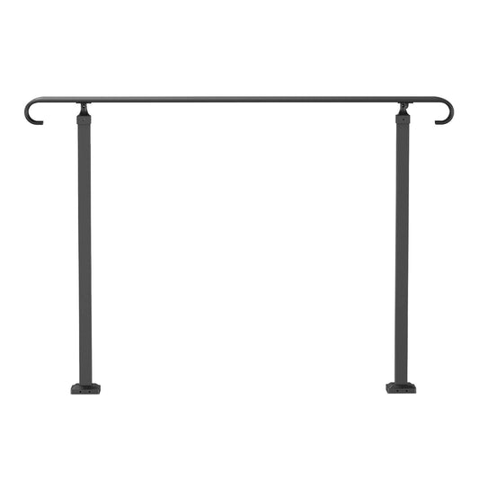 Handrails For Outdoor Steps, Fit 3-5 Steps Outdoor Stair Railing, Wrought Iron Handrail, Flexible Front Porch Hand Rail, Black Transitional Hand Railings For Concrete Steps Or Wooden Stairs - Velora