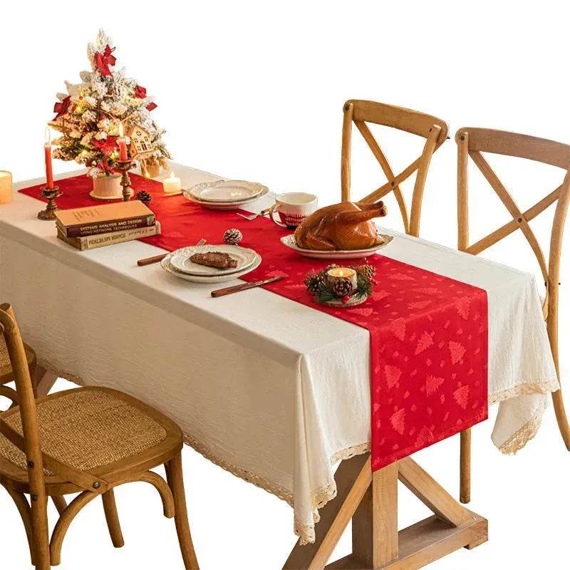 Christmas Table Runner Dark Jacquard Dining Table - Velora