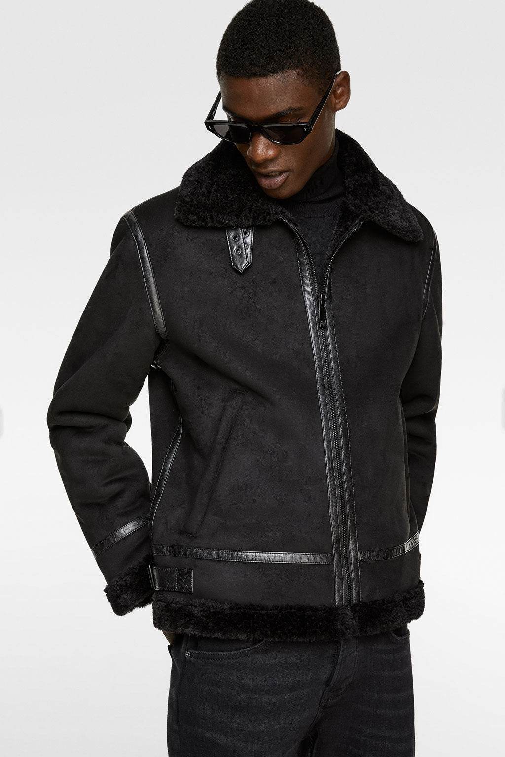 Men's Lapel Suede Fabric Jacket Coat - Velora
