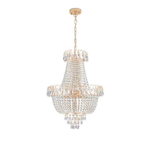 Golden Crystal Chandelier, Large Modern Luxury Chandelier, Suitable For Living Room, Dining Room, Bedroom, Hallway - No Bulb - Velora