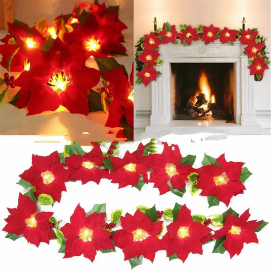 Door Frame Escalator Decoration Red Flower String Lights - Velora