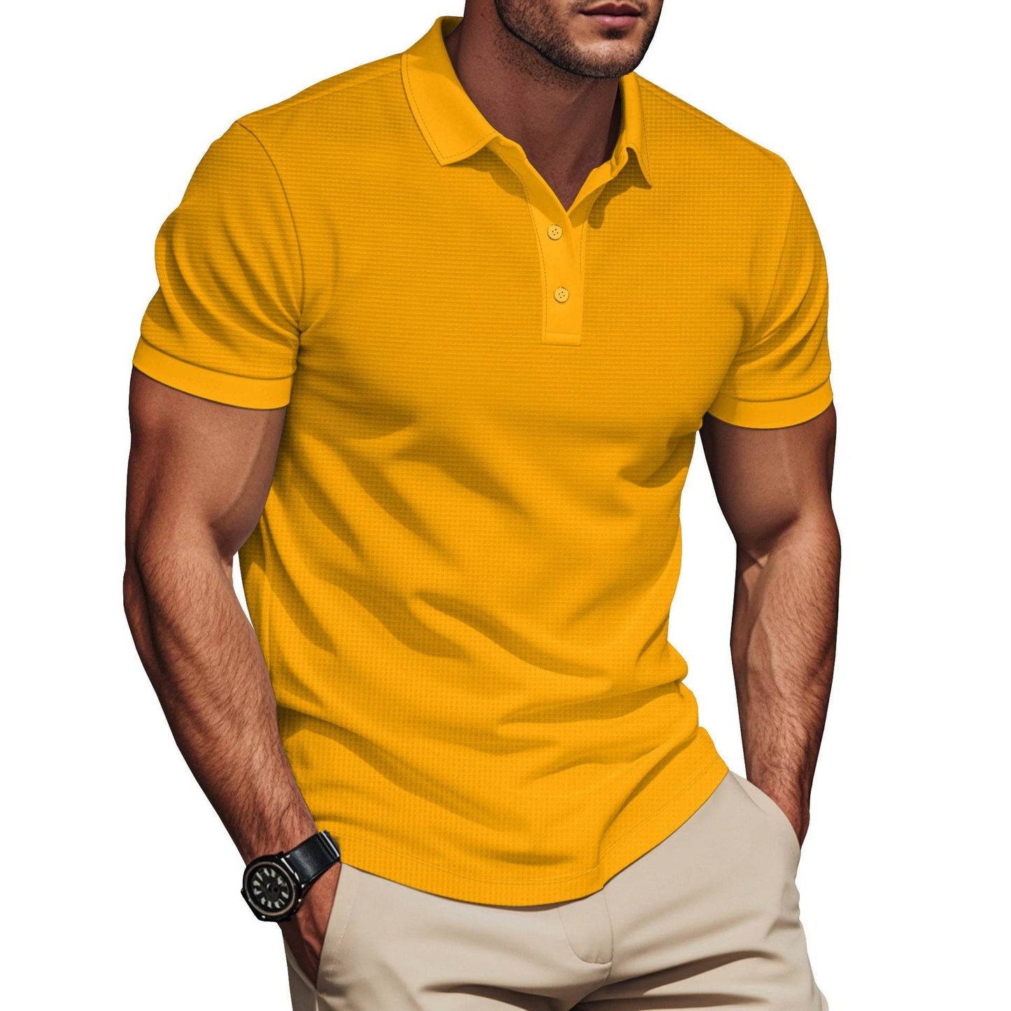 Lapel Color Matching Short Sleeve Plus Size Men - Velora