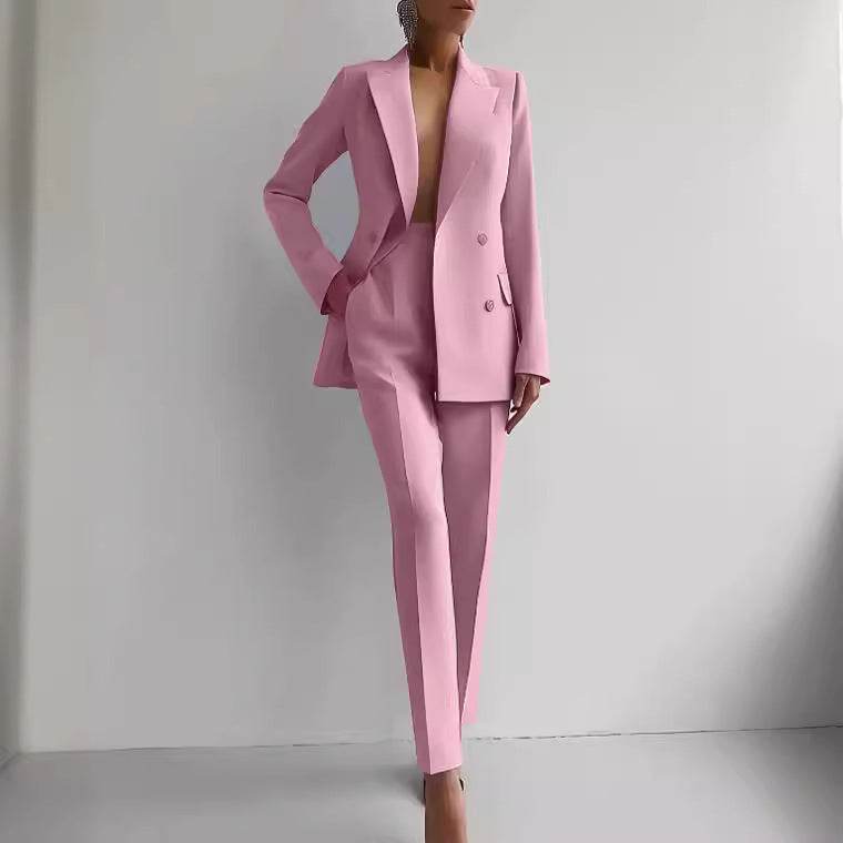 Casual Suits Fashion Long Sleeve Single-breasted Jacket Top And Slim Fit Trousers Women's Business Suits - Velora
