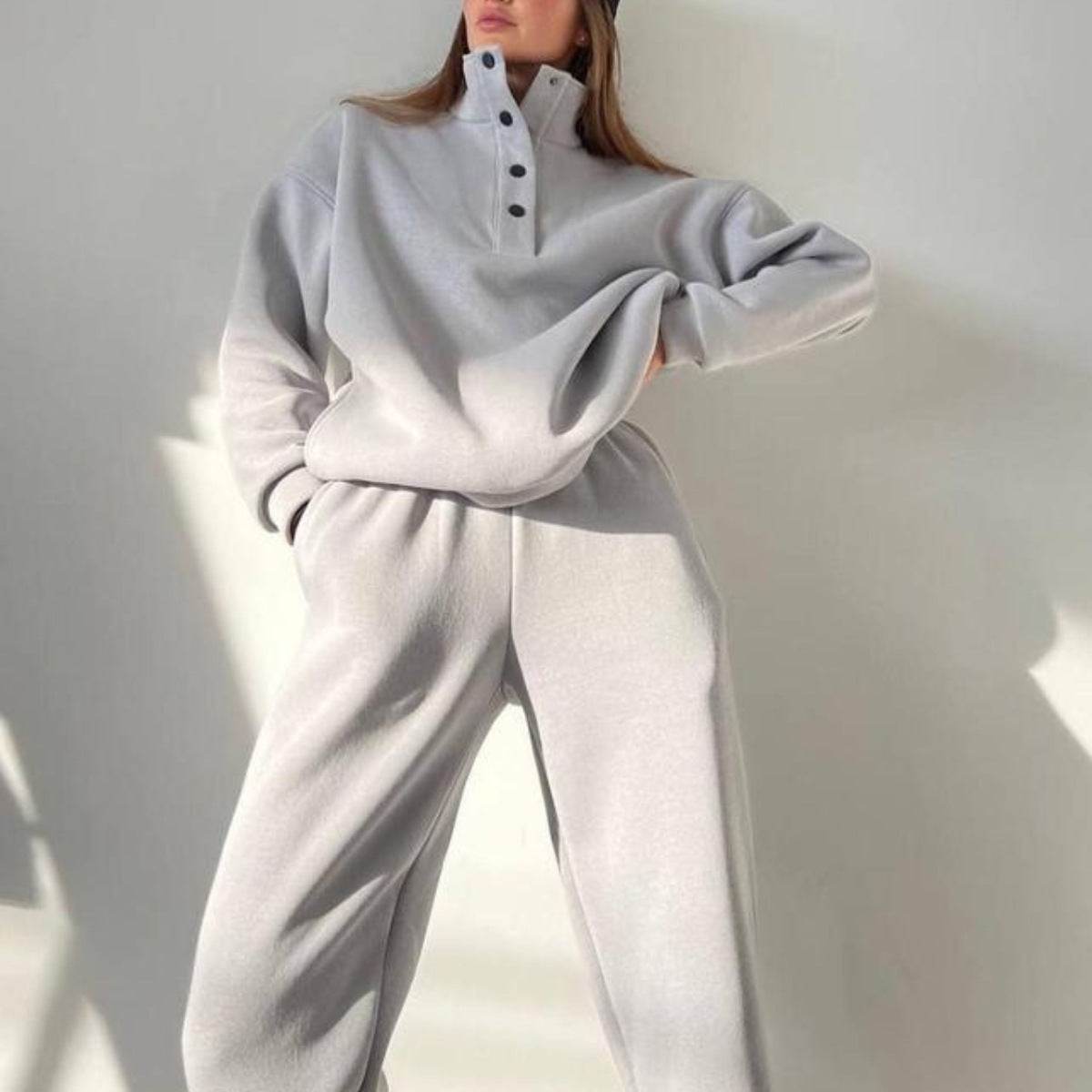 Oversized Solid Casual Pullovers Long Pant Set Warm Hoodie New Tracksuit Suit Fashion Pant Sets Sets For Women 2 Pieces - Velora