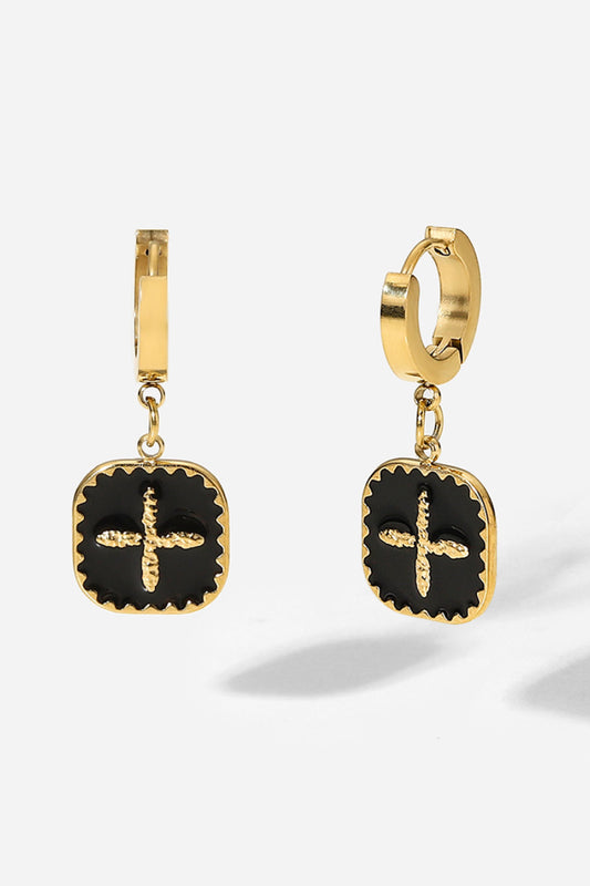 Plus Sign Square Shape Drop Earrings - Velora