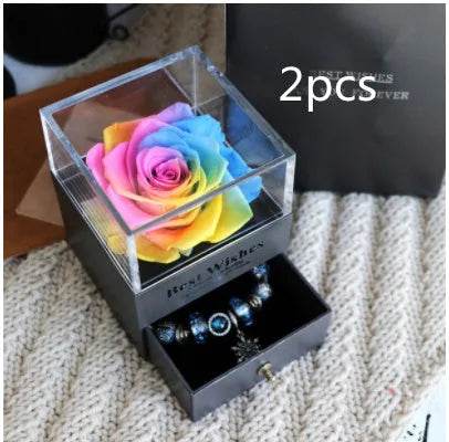 Eternal Flower Rose Jewelry Box for Birthday Presents Valentines Day Wedding Gift Box - Velora
