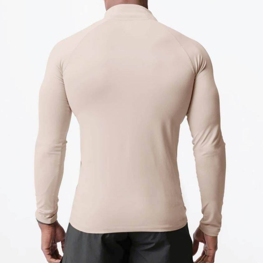 Men Quick Drying Long Sleeve Half Zip Activewear Muscle Fitted shirt Workout Gym T-shirt Top - Velora