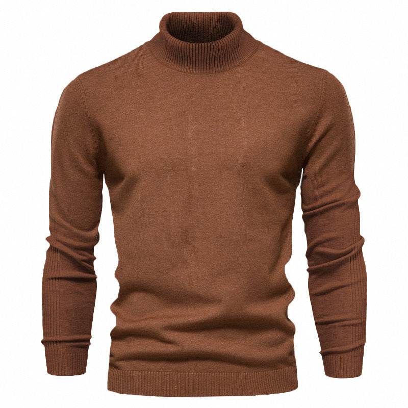 Men's Solid Color Slim Pullover Turtleneck Sweater Winter Casual Tops Clothing - Velora