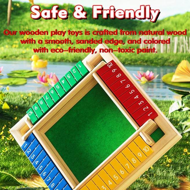 Children Dice Game,2-4 Player Family Wooden Board Table Math Games For Adults And Kids. - Velora