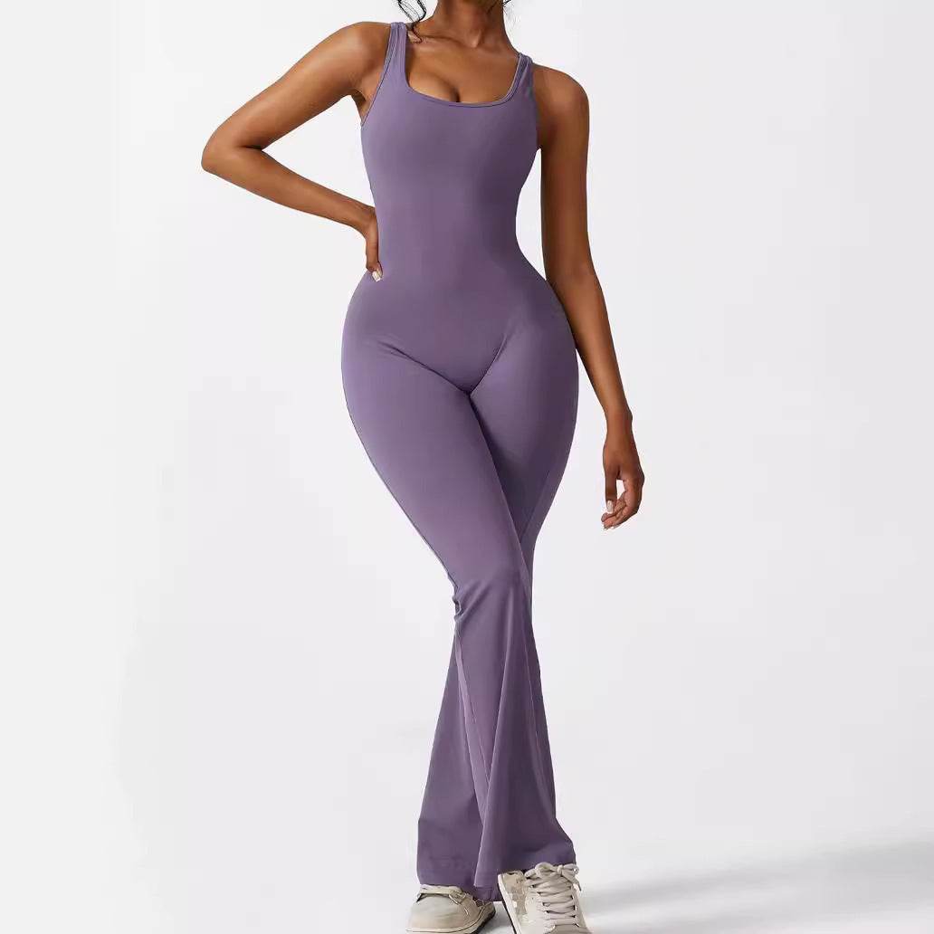 Women Sleeveless Flare Jumpsuits Fitness Yoga Long Pants - Velora