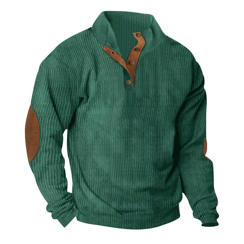 Corduroy Casual Stand Collar Long-sleeved Sweater men - Velora
