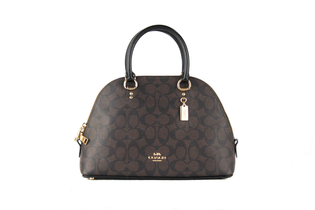 Coach Katy Brown Black Signature Coated Canvas Dome Satchel