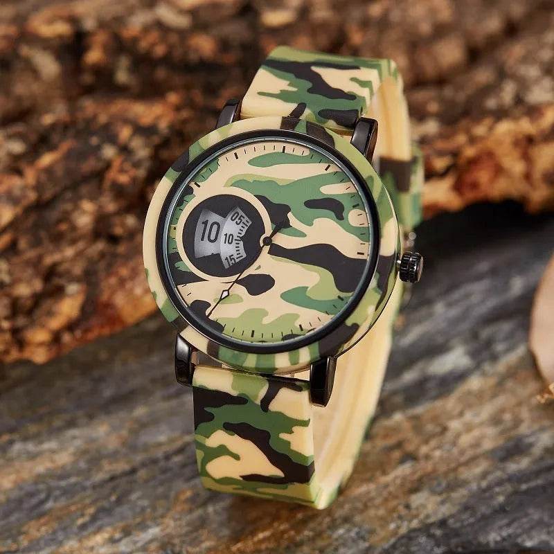 Camouflage Watch Student Sports Double Display Fashion Silicone Strap - Velora