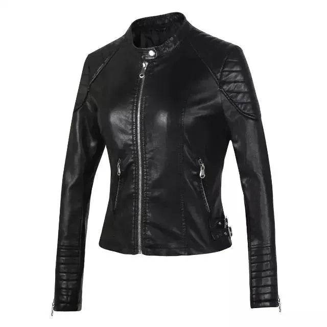 Ladies Fall and Winter Slim fit Leather Jacket Biker Jacket Women - Velora