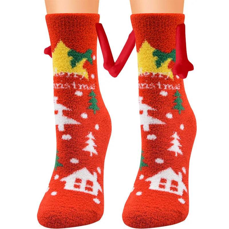 Soft Carton Christmas-themed Fleece Winter Home socks for Women - Velora