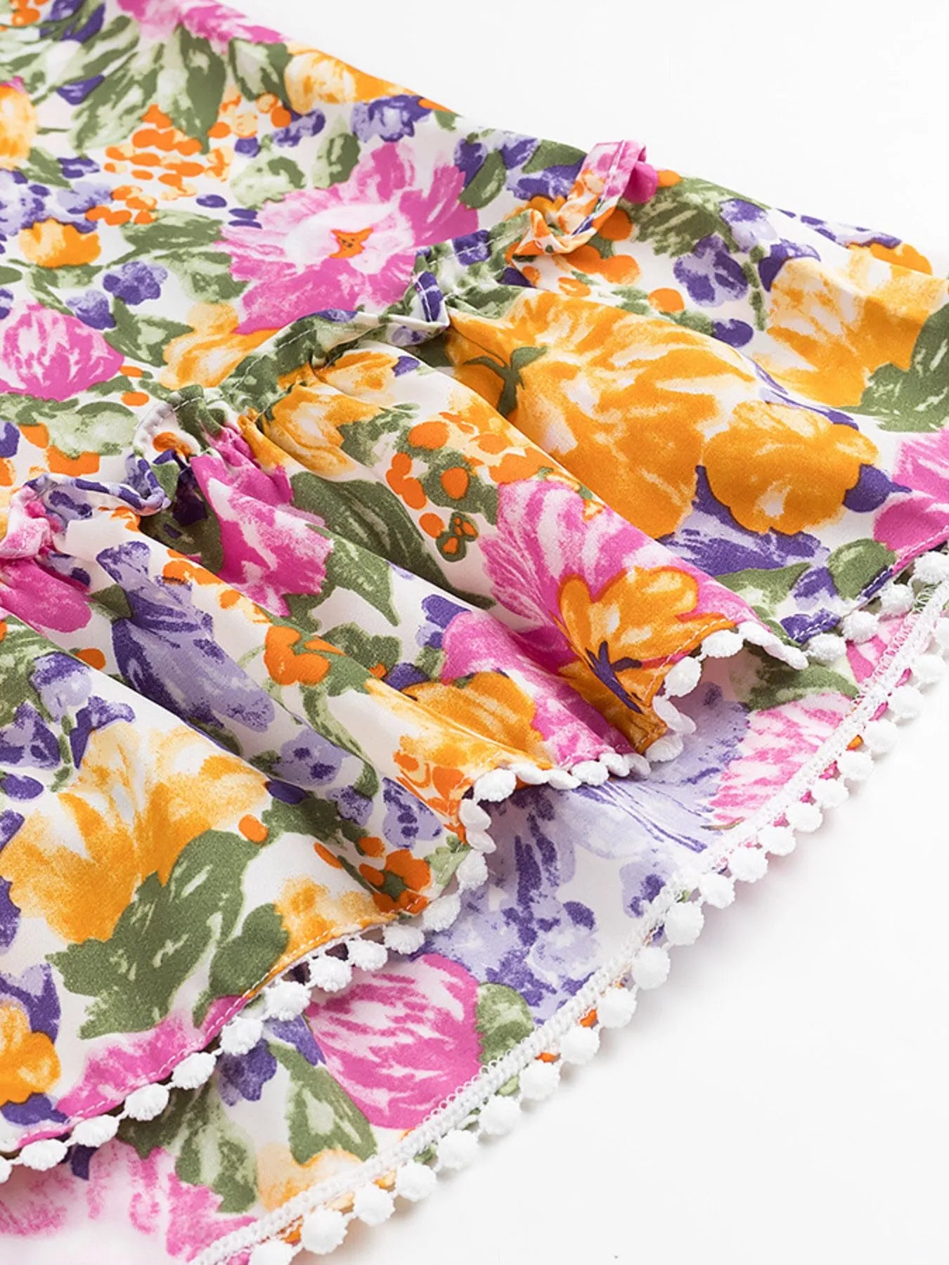 Floral Print Ruffled Hem Dress - Velora