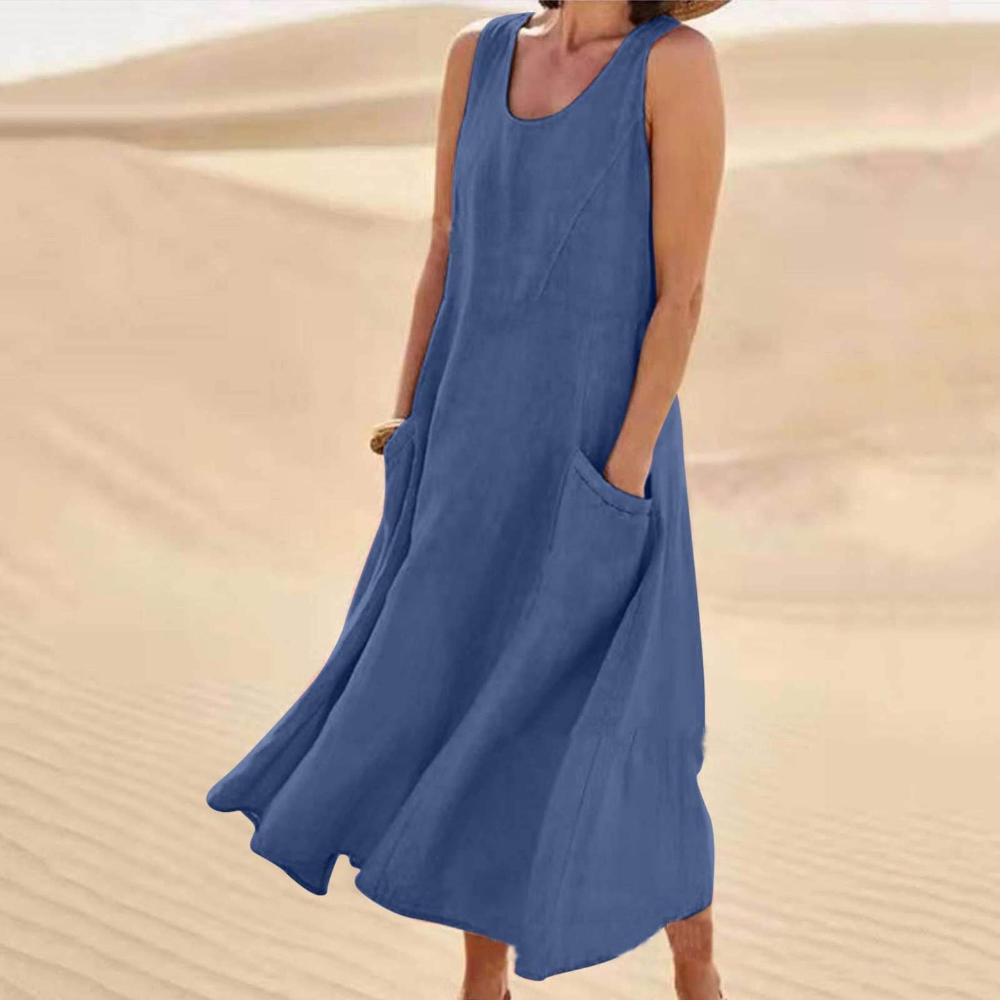 Summer Sleeveless Long Dress With Pockets Fashion Casual Loose Dresses Women's Clothing - Velora