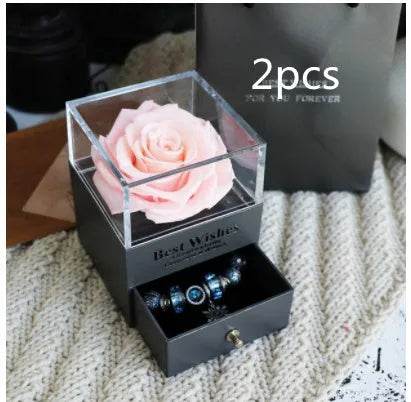 Eternal Flower Rose Jewelry Box for Birthday Presents Valentines Day Wedding Gift Box - Velora