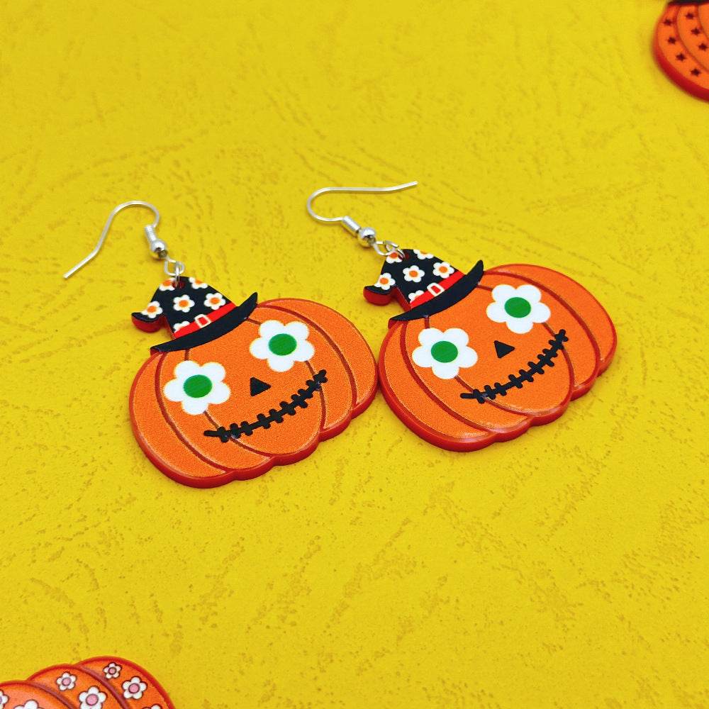 Halloween Day Ornament Colorful Ghost Eyes Funny Acrylic Earrings For Women - Velora