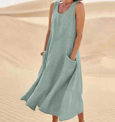Summer Sleeveless Long Dress With Pockets Fashion Casual Loose Dresses Women's Clothing - Velora