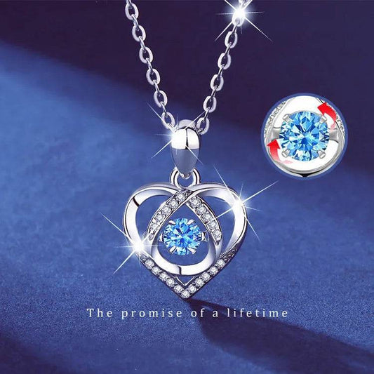 S925 Beating Heart-shaped Necklace Women Luxury Love Rhinestones Necklace Jewelry Gift For Valentine's Day - Velora