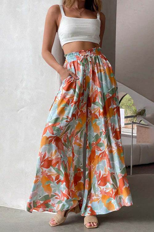 Printed Comfortable Casual High Waist Wide-leg Floral Palazzo Trousers women - Velora