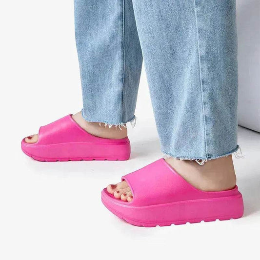 5.5cm Fish Mouth Shoes Floor Bathroom Home Slippers Outdoor Thick Soled Beach Slippers For Women - Velora