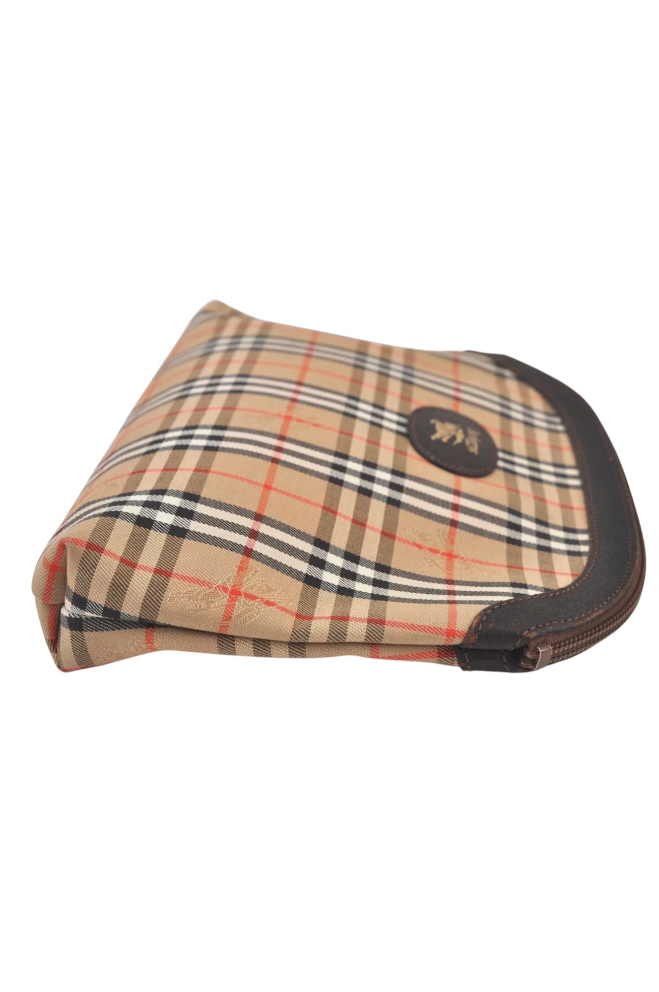 Authentic Burberrys Nova Check Clutch Hand Bag Patter Canvas Leather Beige 5510L - Velora