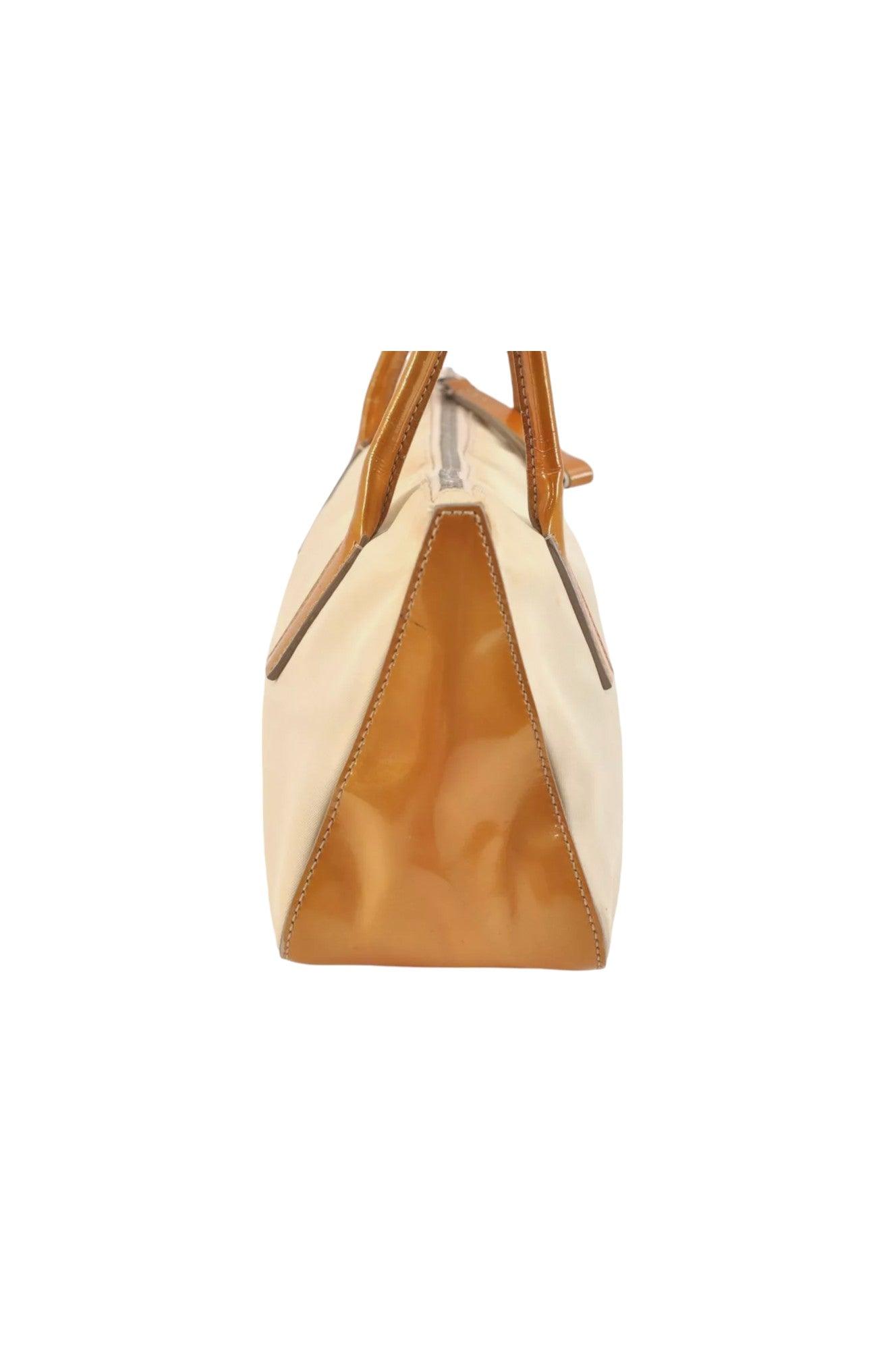 PRADA Nylon Tessuto Enamel Shoulder Hand Bag Purse Cream White 9257K - Velora