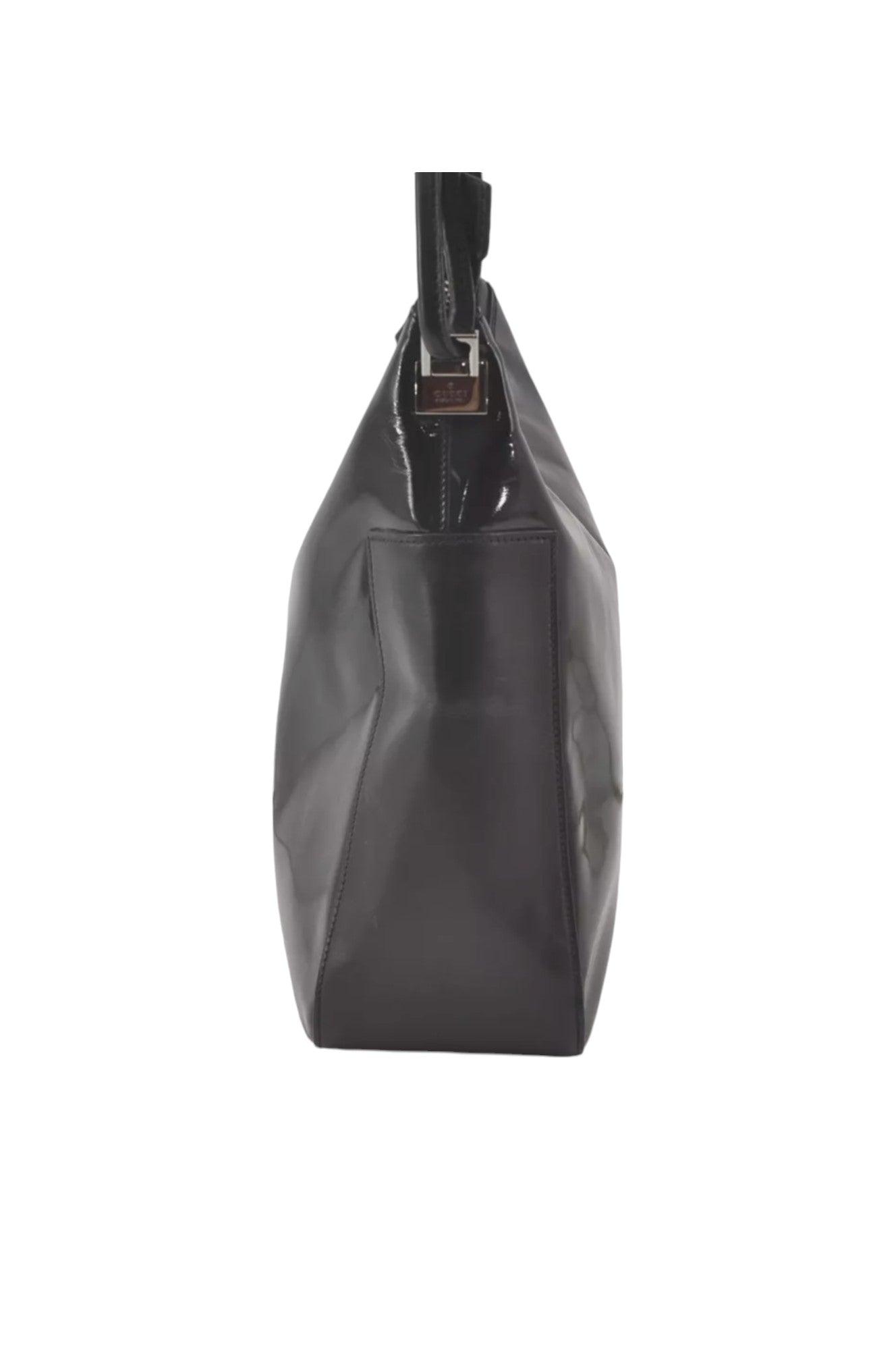 GUCCI Shoulder Hand Bag Purse Enamel Leather 0013766 Black 7891K - Velora