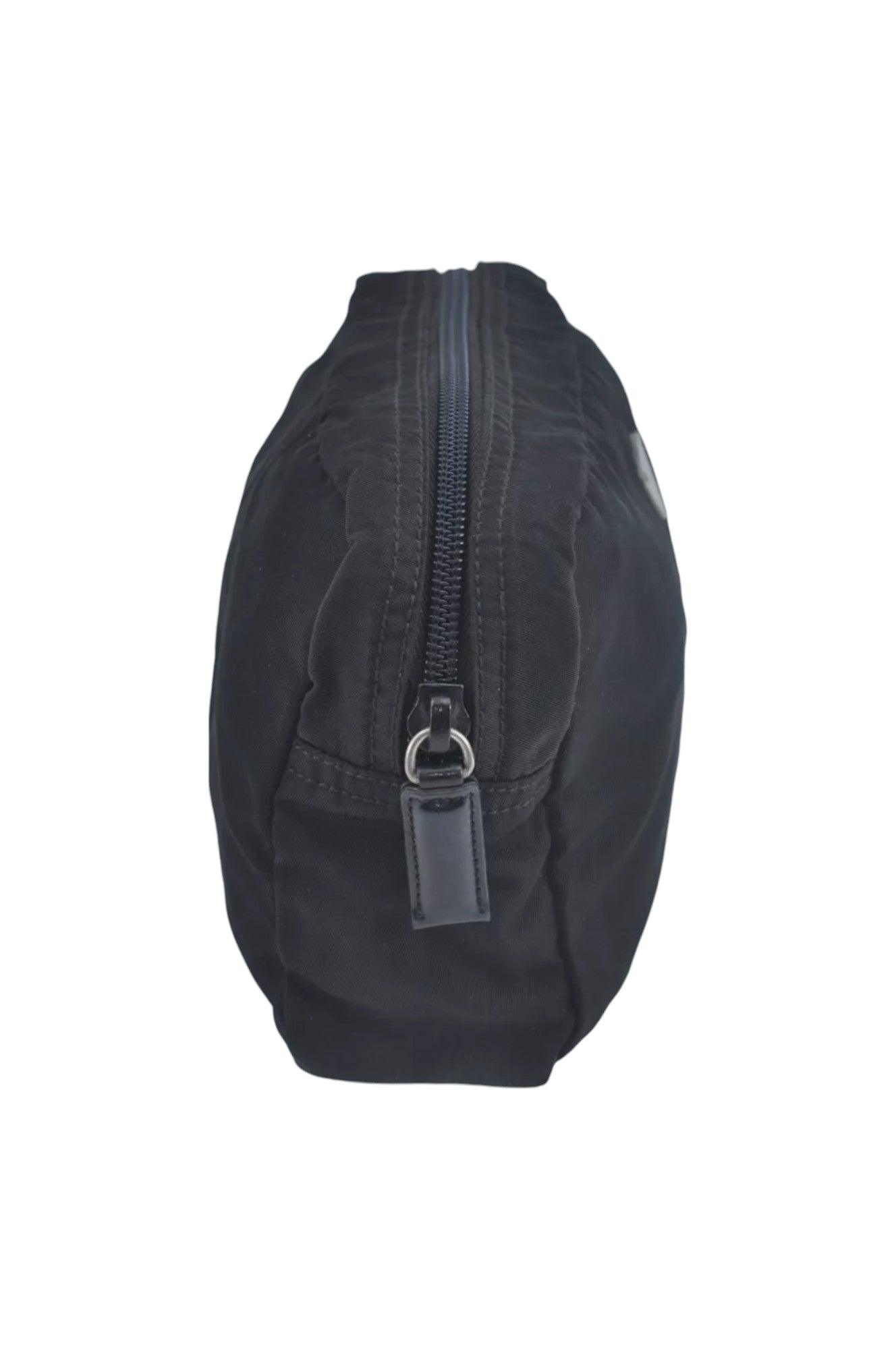 PRADA Nylon Leather Pouch Purse Black 3978K - Velora