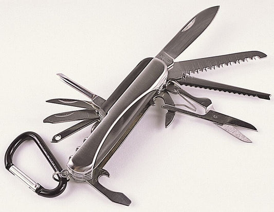 Bushline Multifunction Stainless Steel Pocket Knife with Rubber Insert - Velora