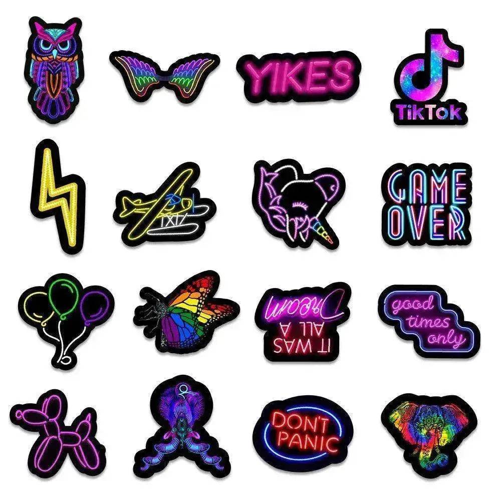 50 New Neon Stickers Car Trunk Phone Water Cup Decoration Stickers - Velora