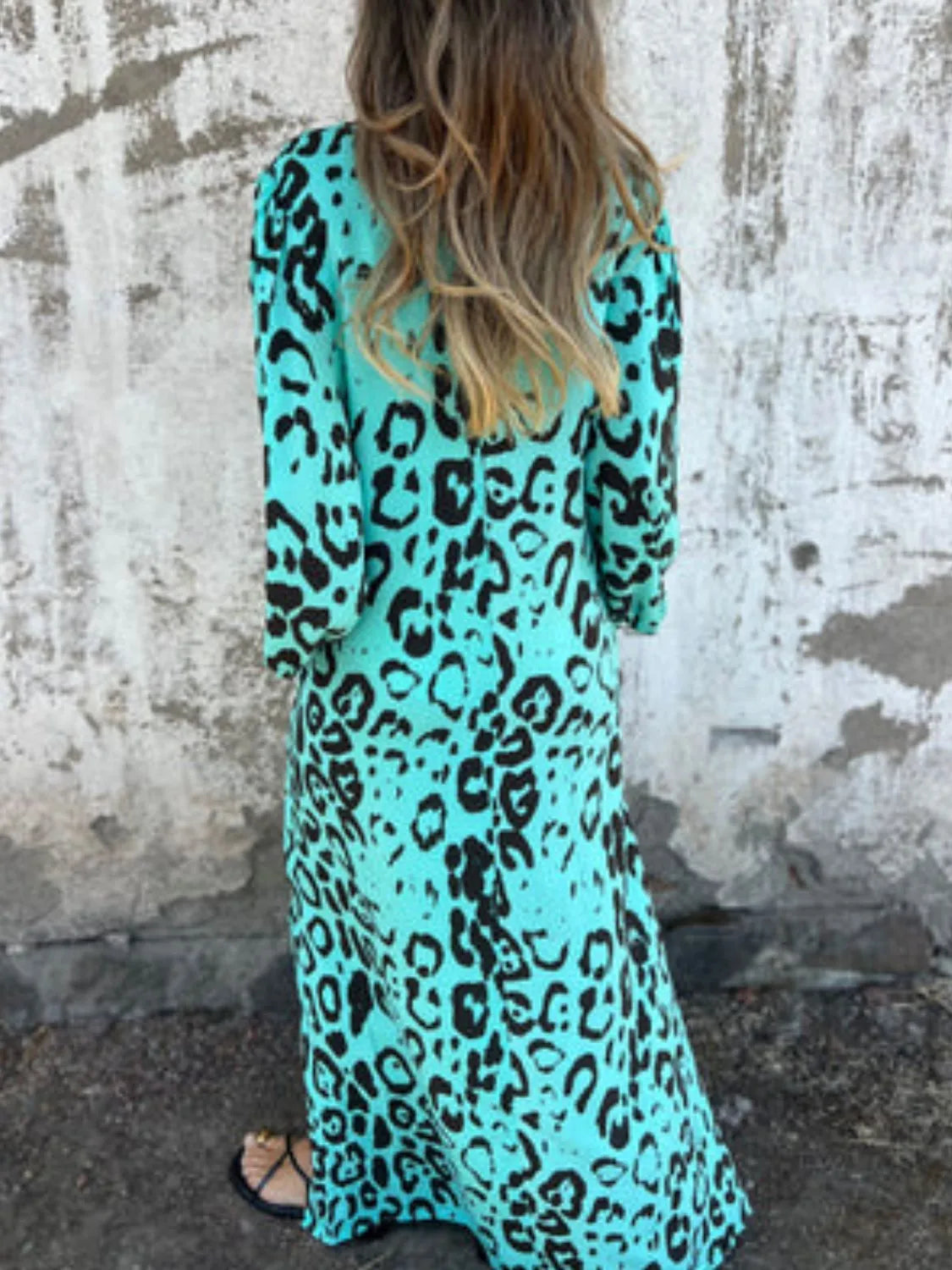 Full Size Printed V-Neck Dress with Pockets Plus Size - Velora