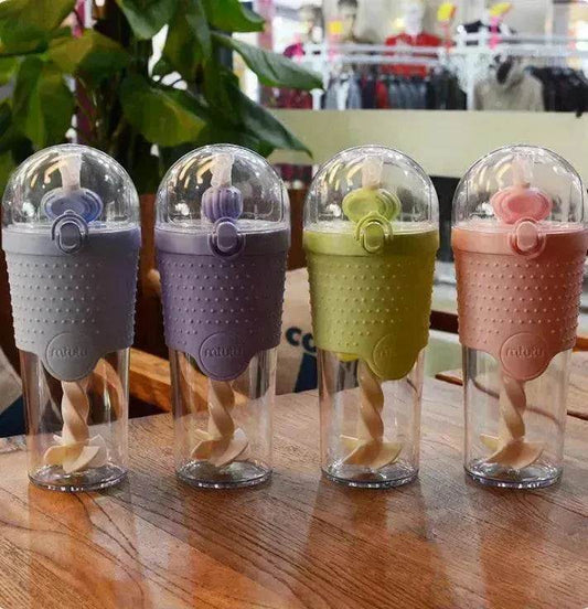 500ML Kids Plastic Water bottles Protein Shaker Blender Bottles with straw BPA Free Portable Sport My Water bottles - Velora