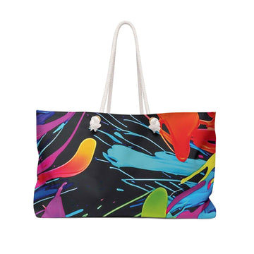 Neon Paint Splash Weekender Bag | Colorful Abstract Tote | Large Tote Bag