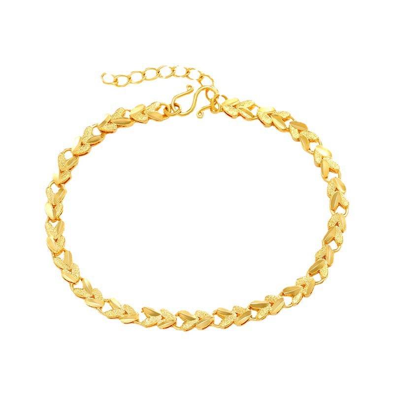 Alloy Gold Plated Car Handmade Flowers Reverse Mold Heart Bracelet - Velora