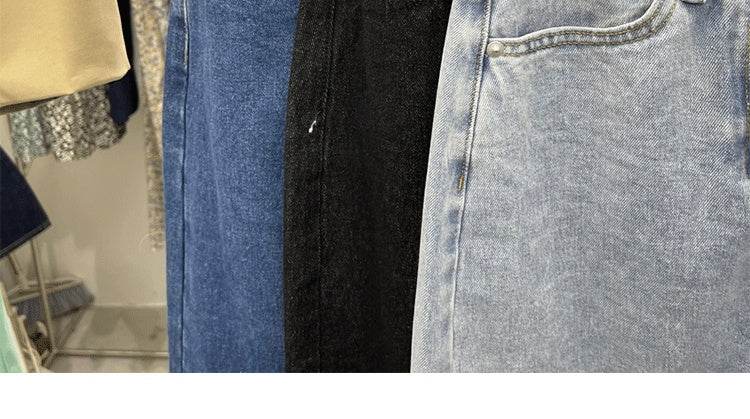 Casual Front Slit Dark Blue and Light Blue Denim Midi Skirt for women - Velora