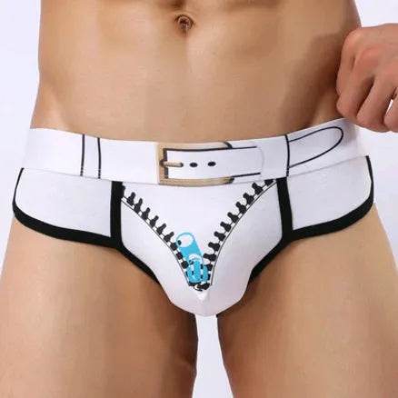 Men's Underwear Cotton Print U Convex Antibacterial Brief Trunk Panties - Velora