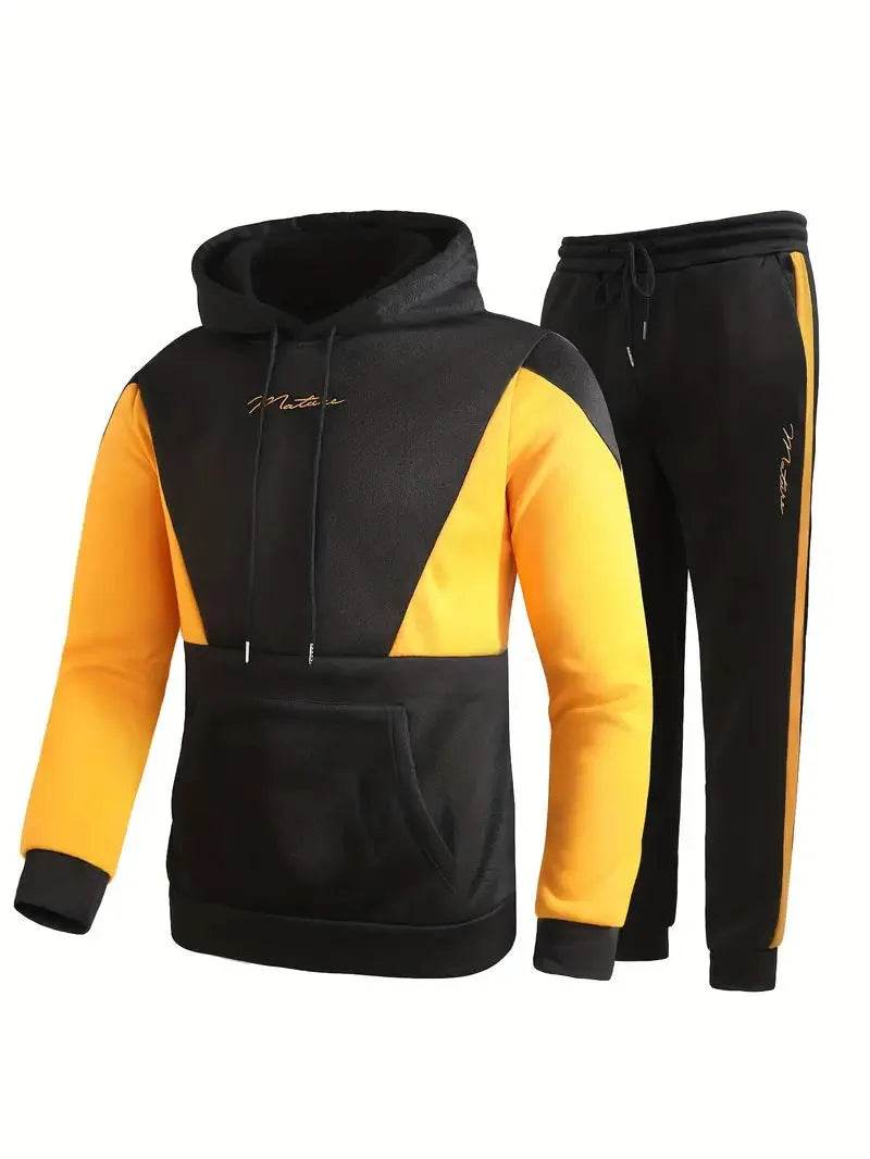 Casual Classic Plaid Long Sleeve Sweatshirt Hoodie set Suit men - Velora