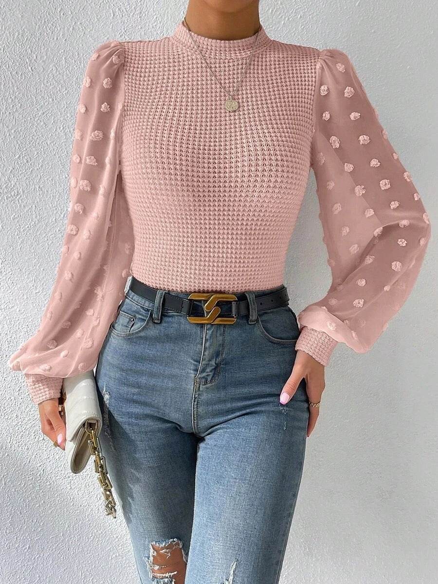 Women's Knitwear Round Neck Stitching Long Sleeve - Velora